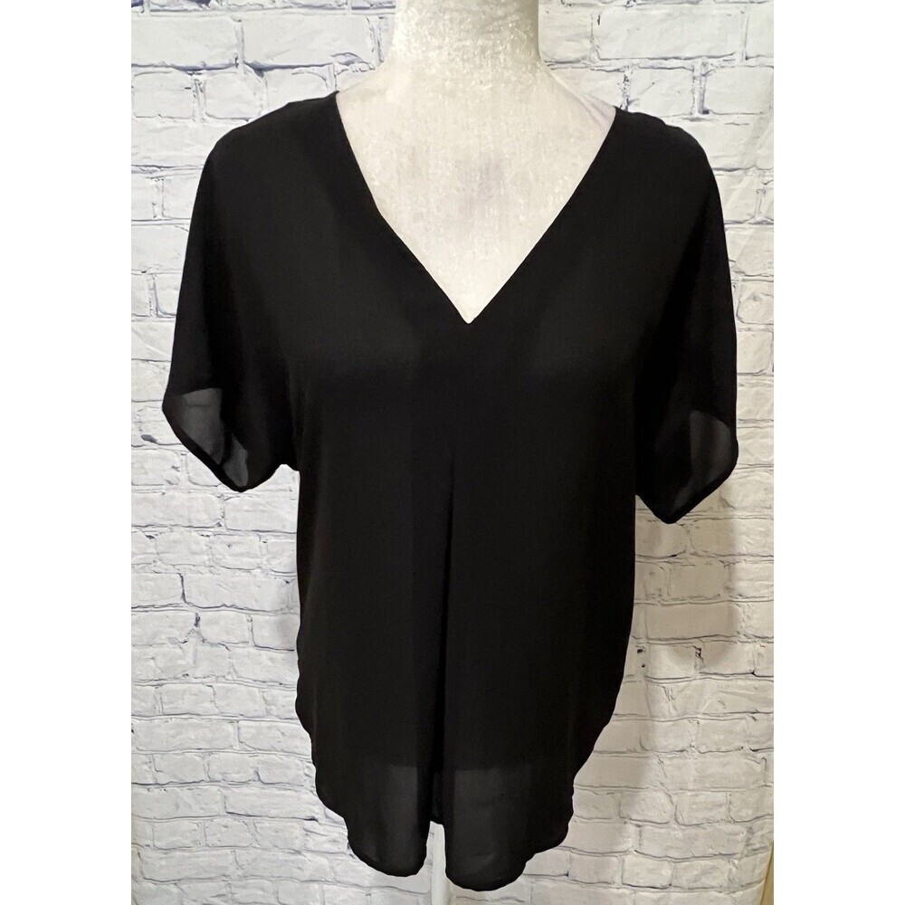 Michael Kors Women’s Short Sleeve Black Shirt Blouse V-neck Casual Medium